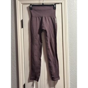 Gymshark Vital Seamless Leggings‎ Womens Purple 11 5/8" Waist Ribbed Ventholes